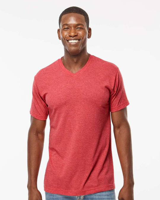 M&O 3543 - T-shirt col en V mélange Deluxe