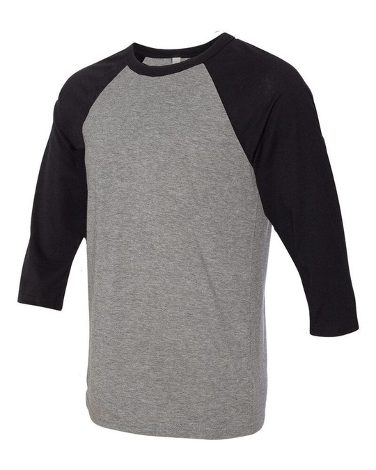 Bella+Canvas 3200 - Camiseta de Béisbol Unisex de Manga 3/4
