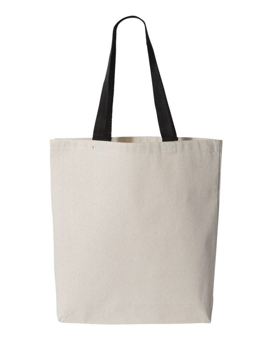 Q-Tees Q4400 - Promotional Tote with Bottom Gusset and Colored Handles