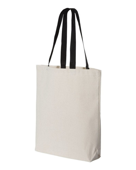Q-Tees Q4400 - Promotional Tote with Bottom Gusset and Colored Handles