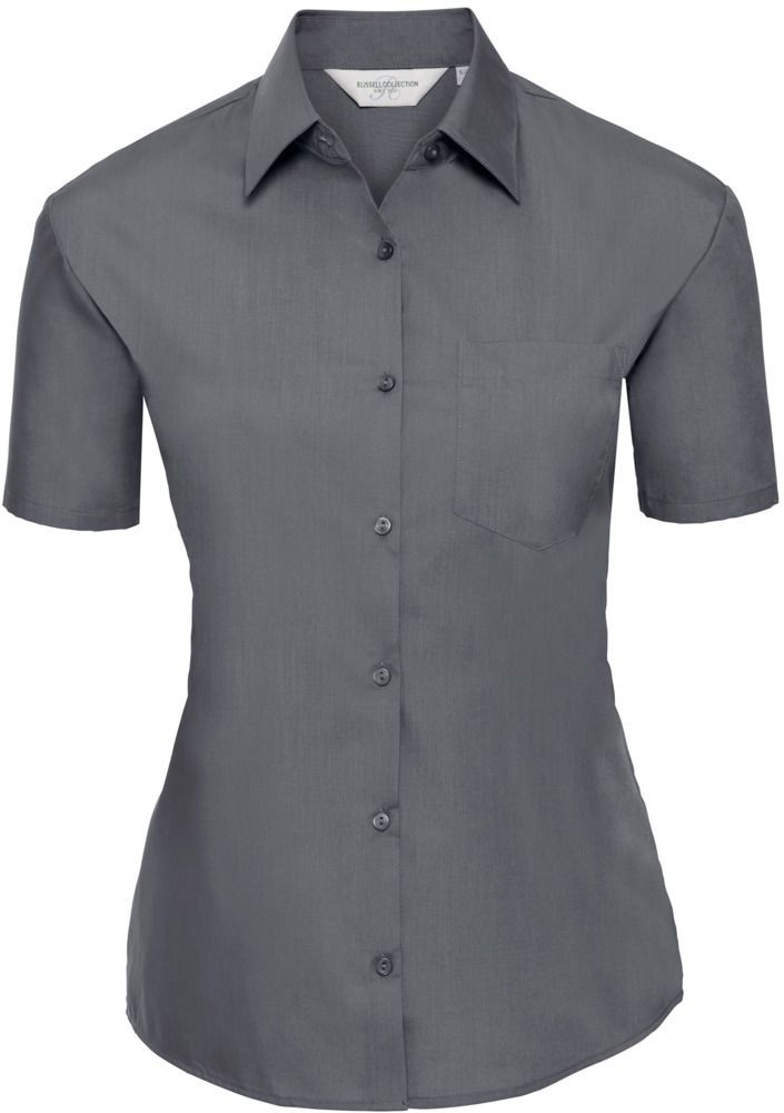 Russell Collection R935F - Ladies Poplin Shirts Short Sleeve 110gm