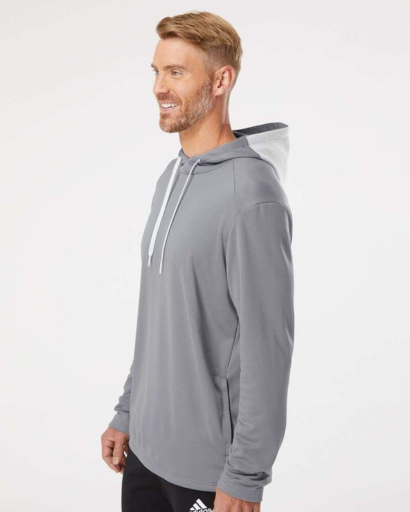 Adidas A530 - Textured Mixed Media Hooded Sweatshirt