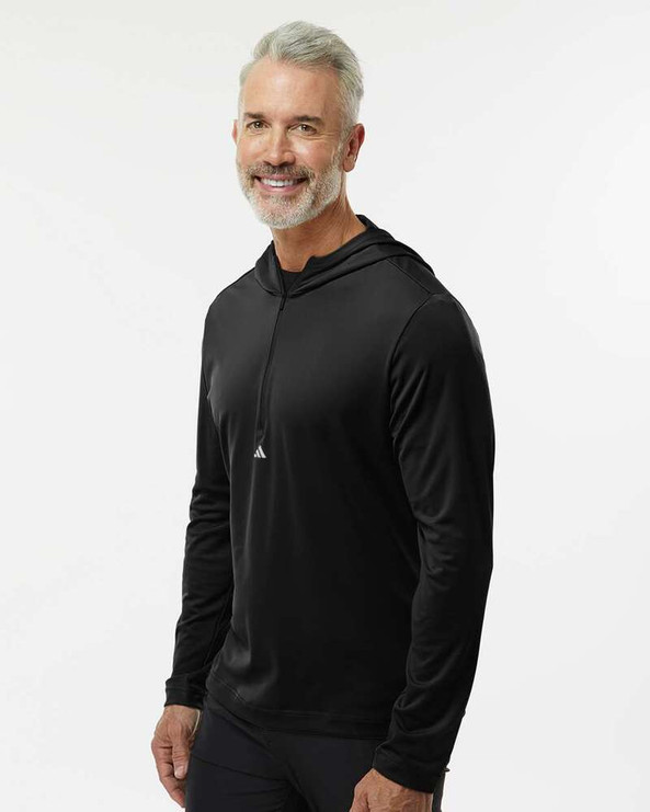Adidas A596 - Lightweight Performance Quarter-Zip Hooded Pullover