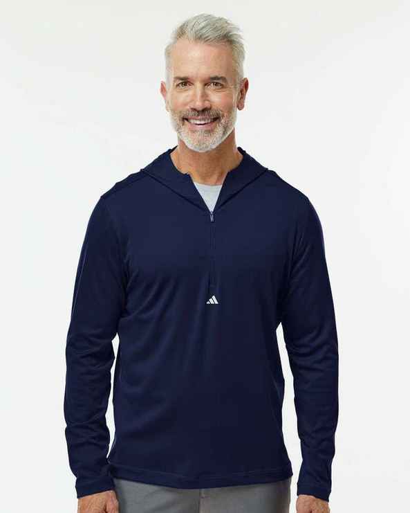 Adidas A596 - Lightweight Performance Quarter-Zip Hooded Pullover