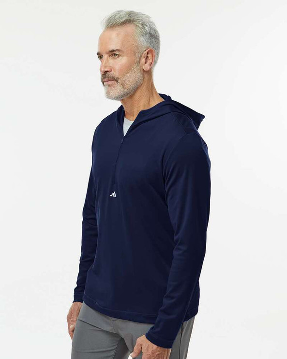 Adidas A596 - Lightweight Performance Quarter-Zip Hooded Pullover