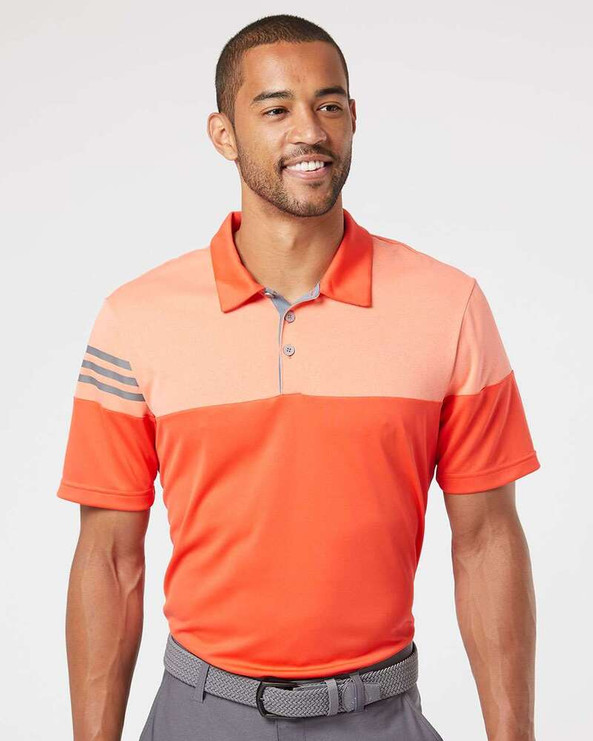Adidas A213 - Heathered 3-Stripes Colorblock Polo