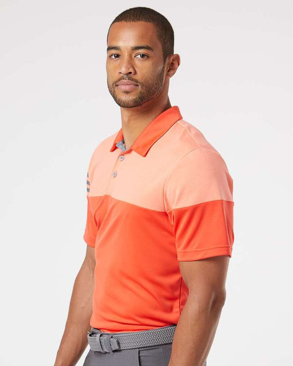Adidas A213 - Heathered 3-Stripes Colorblock Polo