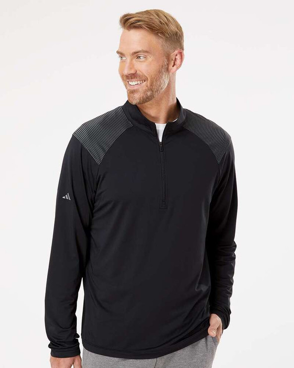 Adidas A520 - Shoulder Stripe Quarter-Zip Pullover