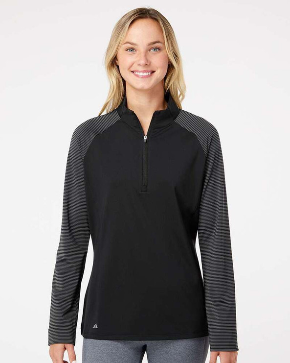 Adidas A521 - Women's Stripe Block Quarter-Zip Pullover