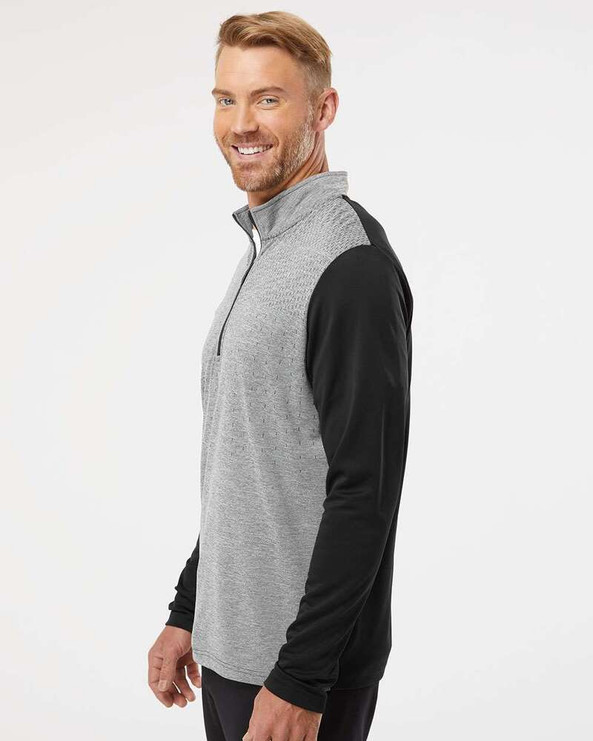 Adidas A522 - Heather Block Print Quarter-Zip Pullover