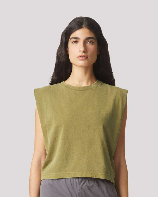 American Apparel 307GD - Camiseta sin mangas de mujer teñida en prenda de peso pesado