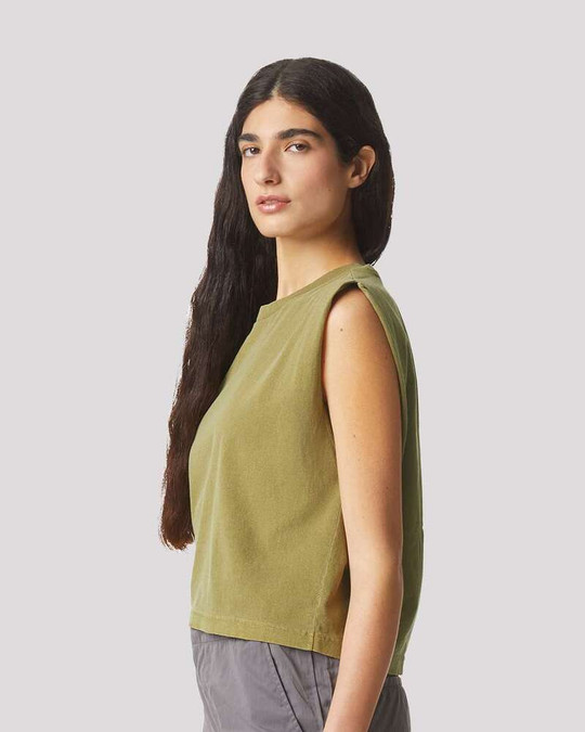 American Apparel 307GD - Camiseta sin mangas de mujer teñida en prenda de peso pesado