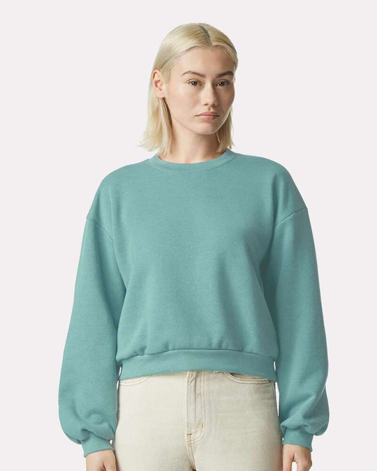 American Apparel RF494 - Sudadera de cuello redondo de forro polar para mujer ReFlex
