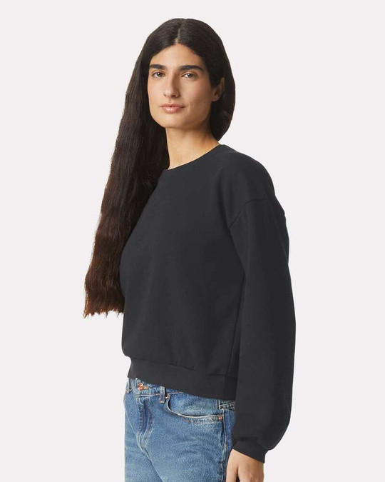 American Apparel RF494 - Sudadera de cuello redondo de forro polar para mujer ReFlex