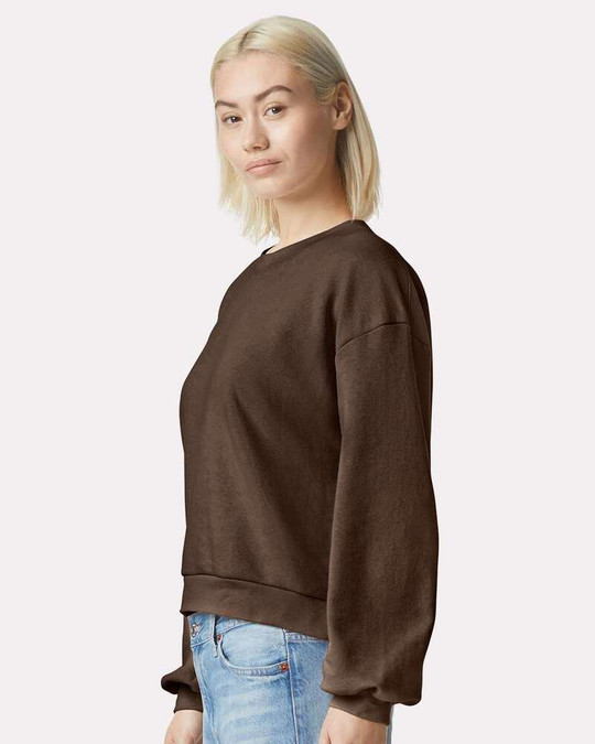 American Apparel RF494 - Sudadera de cuello redondo de forro polar para mujer ReFlex