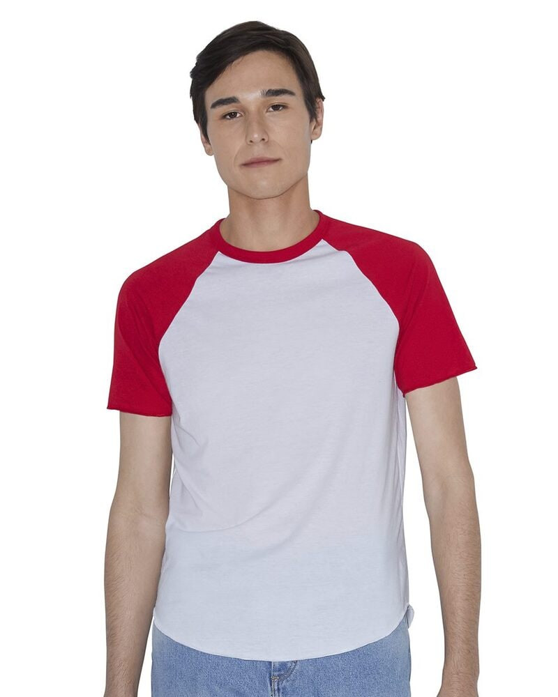 American Apparel RSABB4237W - Camiseta unisex de manga corta raglán de poliéster y algodón