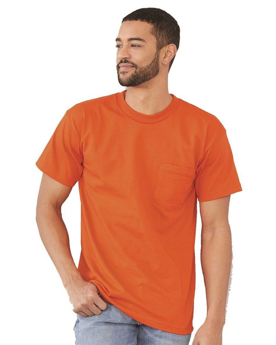 Bayside 3015 - Camiseta de Manga Corta con Bolsillo Hecha en Unión
