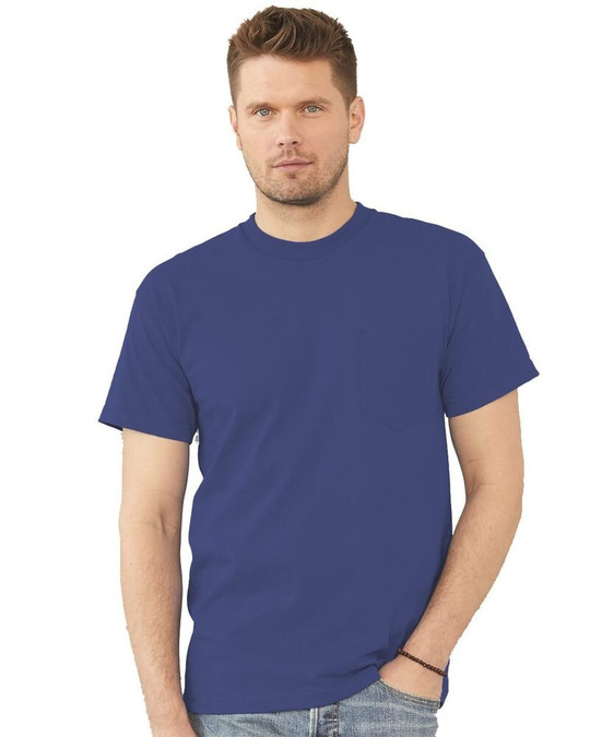Bayside 7100 - Camiseta de Manga Corta con Bolsillo Hecha en USA