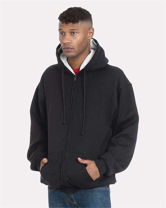 Bayside 940 - Sudadera con capucha de cremallera completa y forro térmico súper pesado fabricada en USA.