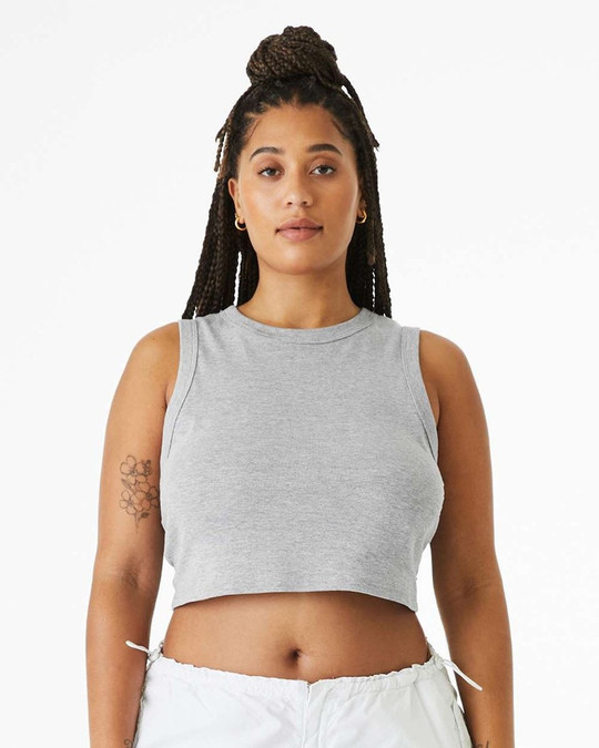 Bella+Canvas 1013 - Camiseta de Tirantes Recortada de Micro Canalé para Mujer