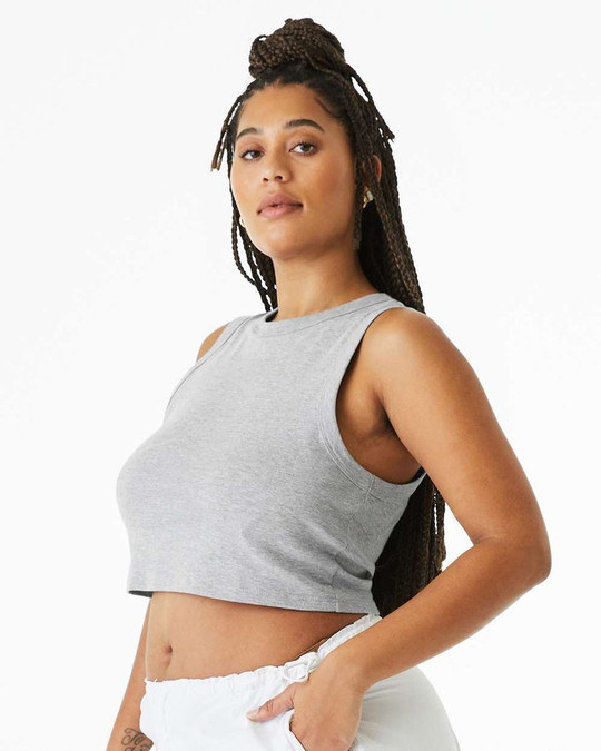 Bella+Canvas 1013 - Camiseta de Tirantes Recortada de Micro Canalé para Mujer