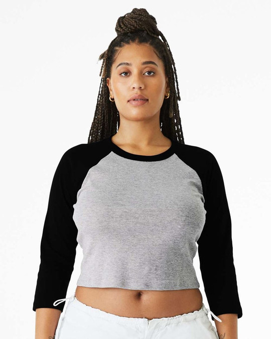 Bella+Canvas 1200 - Camiseta de bebé de mujer con mangas raglán 3/4 de micro canalé
