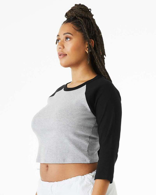 Bella+Canvas 1200 - Camiseta de bebé de mujer con mangas raglán 3/4 de micro canalé