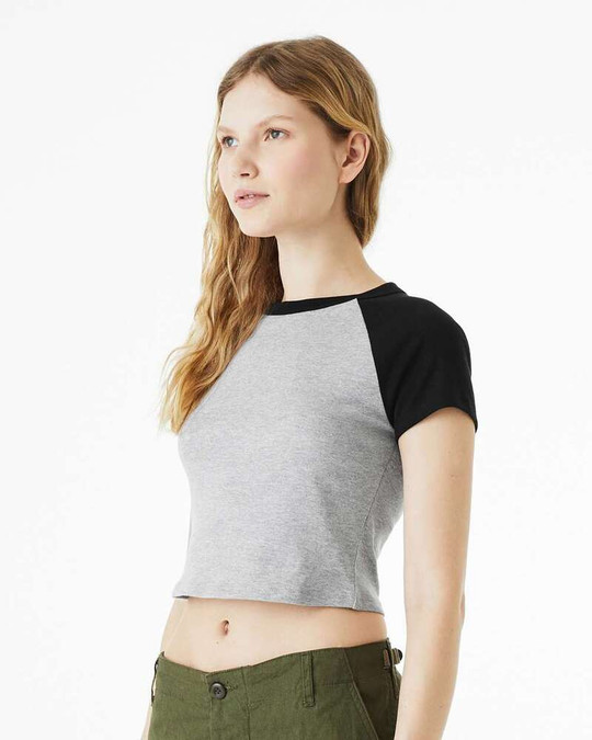 Bella+Canvas 1201 - Camiseta de Mujer Micro Rib Raglan Baby Tee