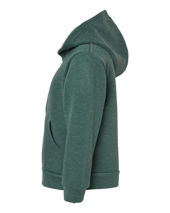 Bella+Canvas 3739T - Sudadera con capucha de vellón esponjoso con cremallera completa para niños pequeños