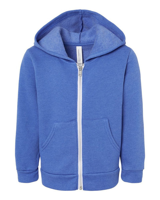 Bella+Canvas 3739T - Sudadera con capucha de vellón esponjoso con cremallera completa para niños pequeños