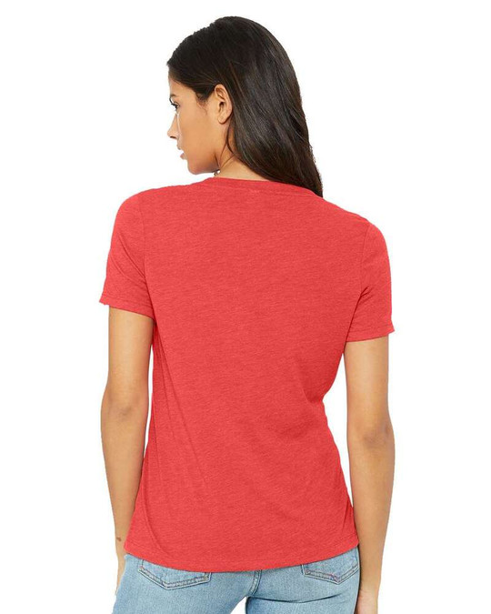 Bella+Canvas 6415 - Camiseta de Mujer de Manga Corta con Cuello en V y Corte Relajado Triblend
