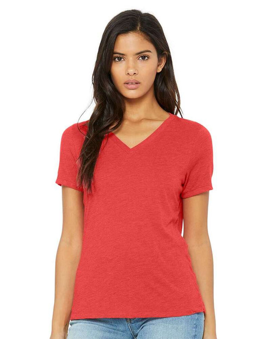 Bella+Canvas 6415 - Camiseta de Mujer de Manga Corta con Cuello en V y Corte Relajado Triblend