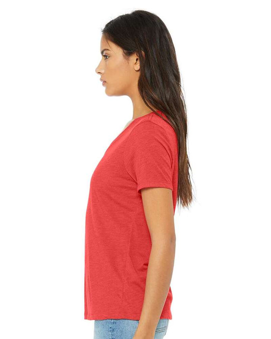 Bella+Canvas 6415 - Camiseta de Mujer de Manga Corta con Cuello en V y Corte Relajado Triblend