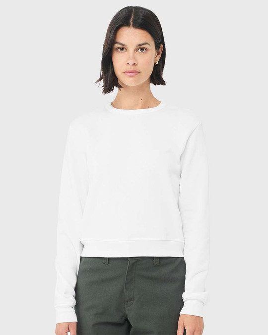 Bella+Canvas 7511 - Sudadera clásica de cuello redondo de vellón esponjoso para mujer