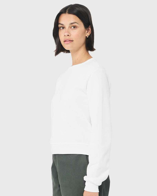 Bella+Canvas 7511 - Sudadera clásica de cuello redondo de vellón esponjoso para mujer