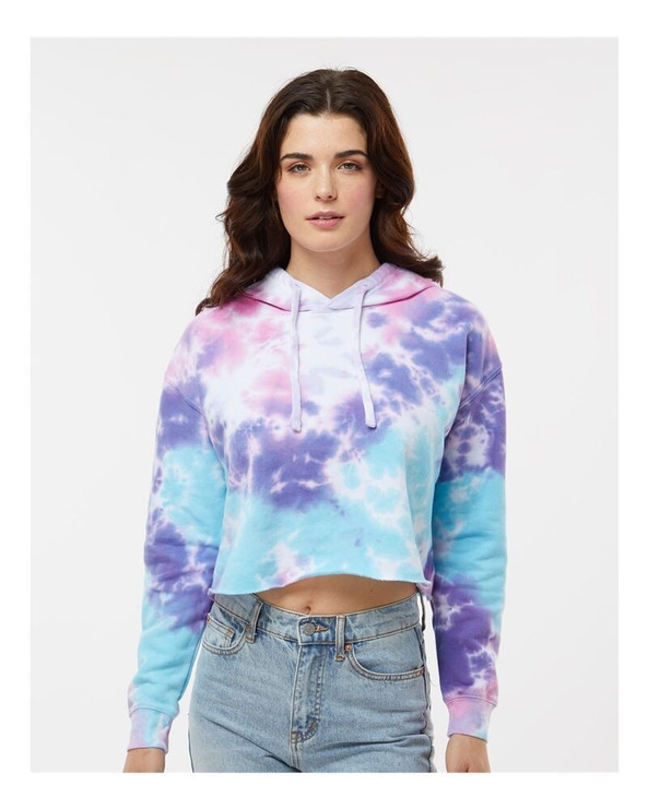Colortone 8333 - Women's Tie-Dyed Crop Hooded Sweatshirt