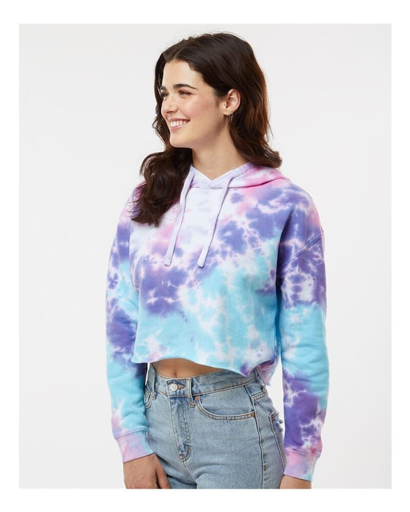 Colortone 8333 - Women's Tie-Dyed Crop Hooded Sweatshirt