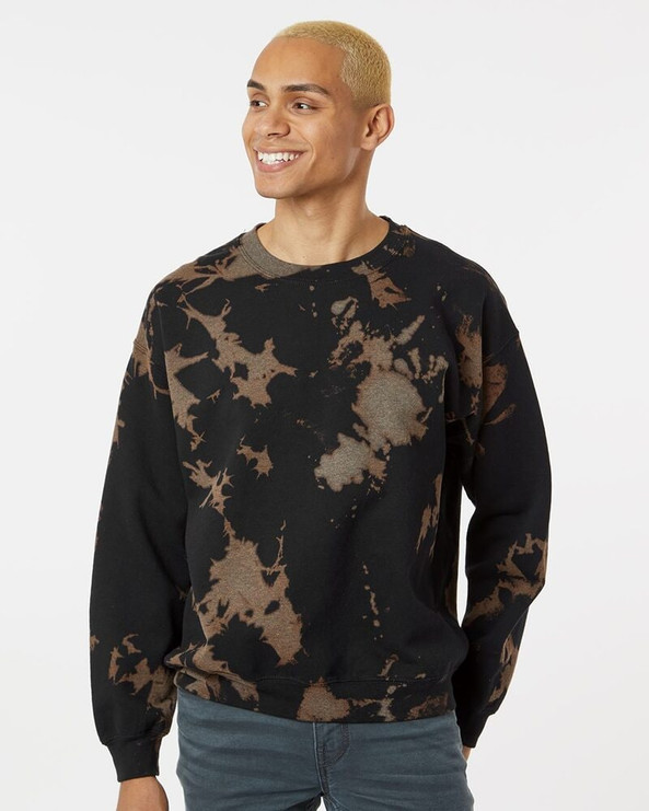 Dyenomite 681BW - Essential Fleece Bleach Wash Crewneck Sweatshirt