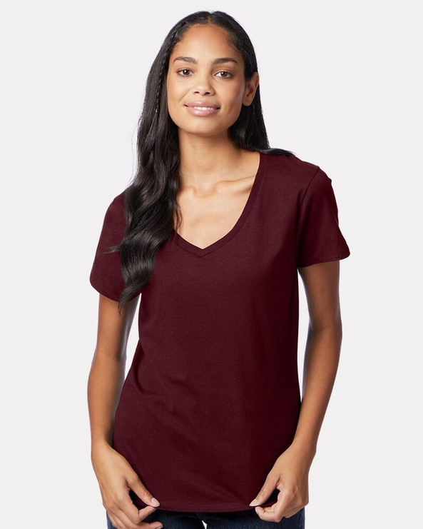 Hanes S04V - Ladies' V-Neck Nano-T