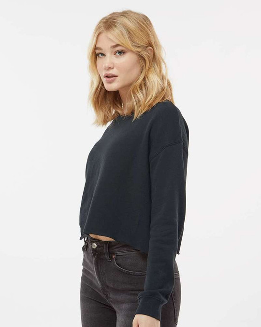 Independent Trading Co. AFX24CRP - Sudadera corta de cuello redondo ligera para mujer