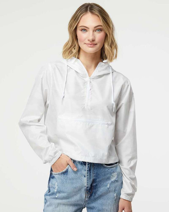 Independent Trading Co. EXP64CRP - Women's Lightweight Quarter-Zip Pullover Crop Windbreaker