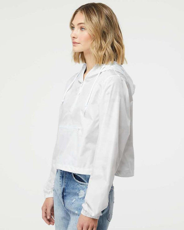 Independent Trading Co. EXP64CRP - Women's Lightweight Quarter-Zip Pullover Crop Windbreaker