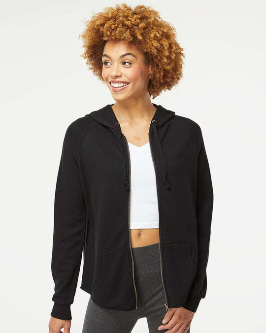 Independent Trading Co. PRM2500Z - Sudadera con capucha y cremallera completa para mujer California Wave Wash