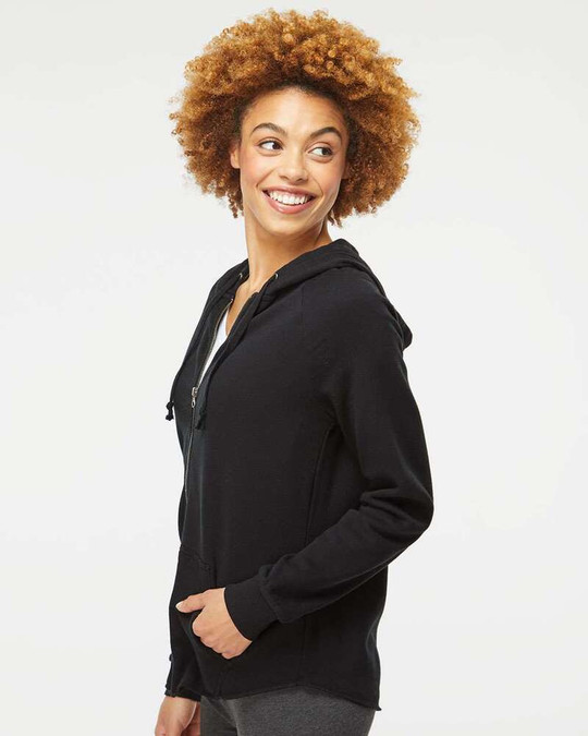 Independent Trading Co. PRM2500Z - Sudadera con capucha y cremallera completa para mujer California Wave Wash