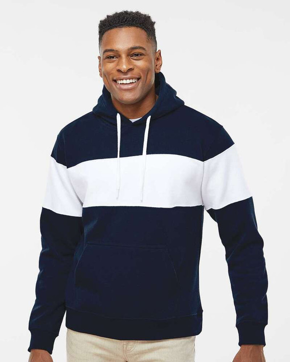 J. America 8644 - Varsity Fleece Colorblocked Hooded Sweatshirt