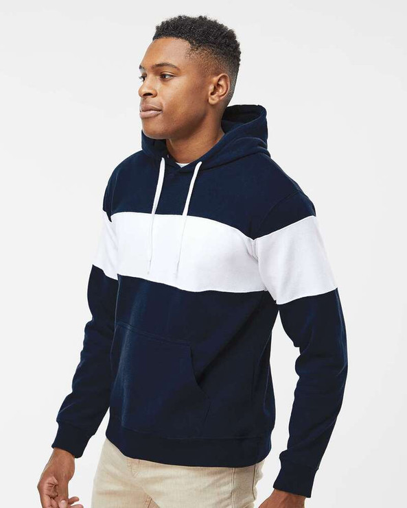 J. America 8644 - Varsity Fleece Colorblocked Hooded Sweatshirt