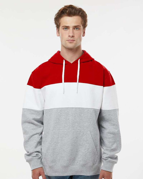 J. America 8644 - Varsity Fleece Colorblocked Hooded Sweatshirt