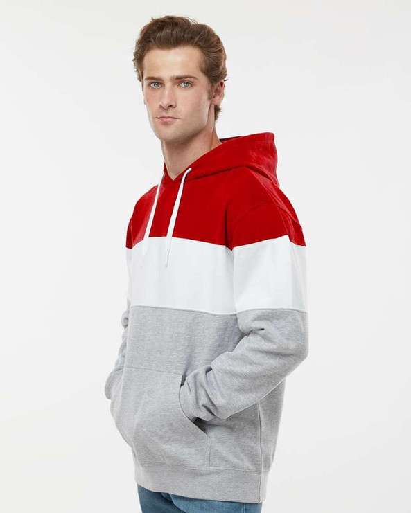 J. America 8644 - Varsity Fleece Colorblocked Hooded Sweatshirt