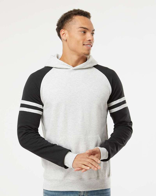 Jerzees 97CR - Sudadera con capucha de raglán con bloques de color Varsity Nublend®
