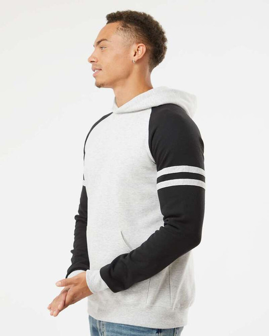 Jerzees 97CR - Sudadera con capucha de raglán con bloques de color Varsity Nublend®